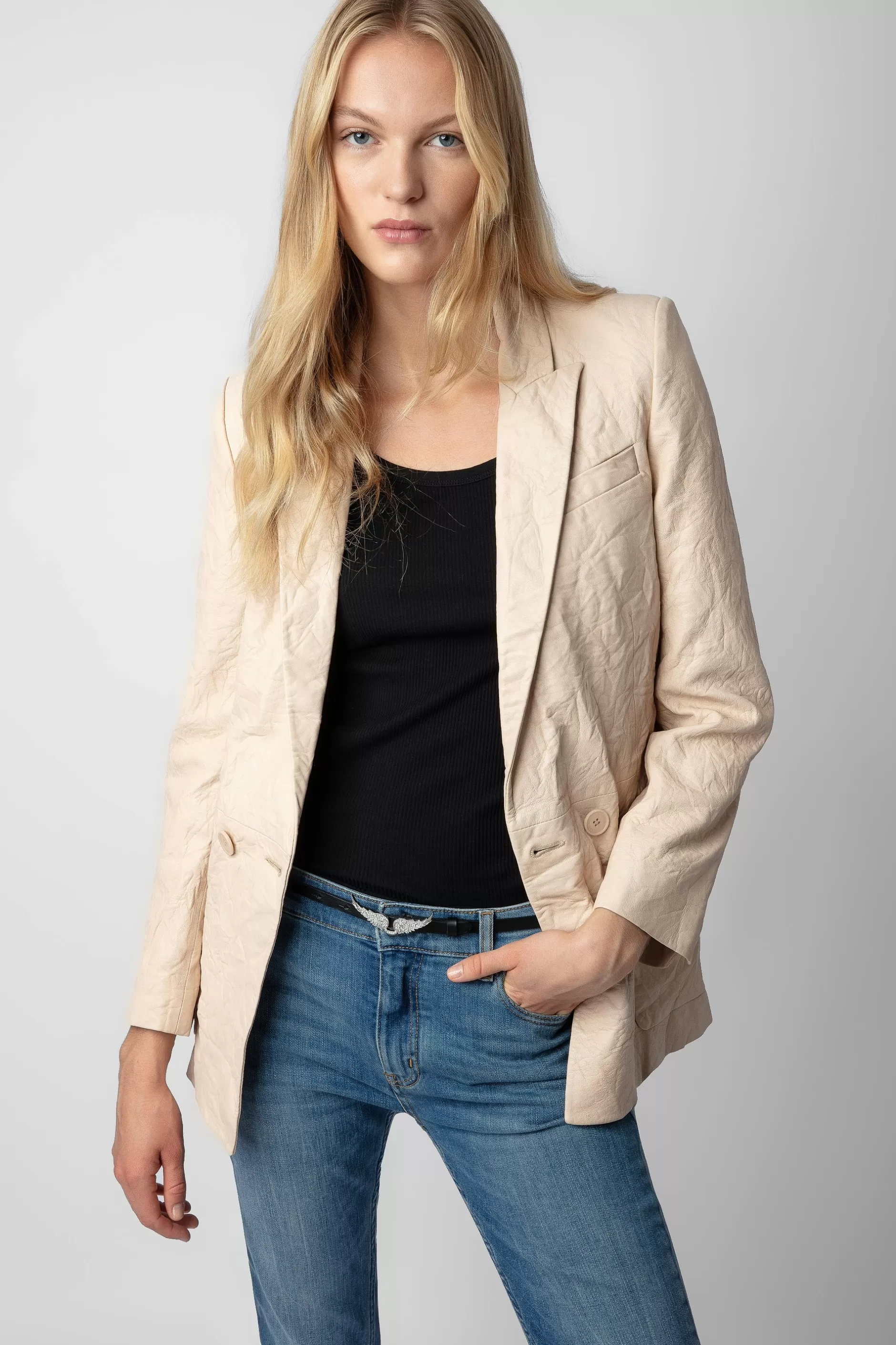 Zadig & Voltaire Blazer En Cuir Froisse Visko^Femmes Vestes