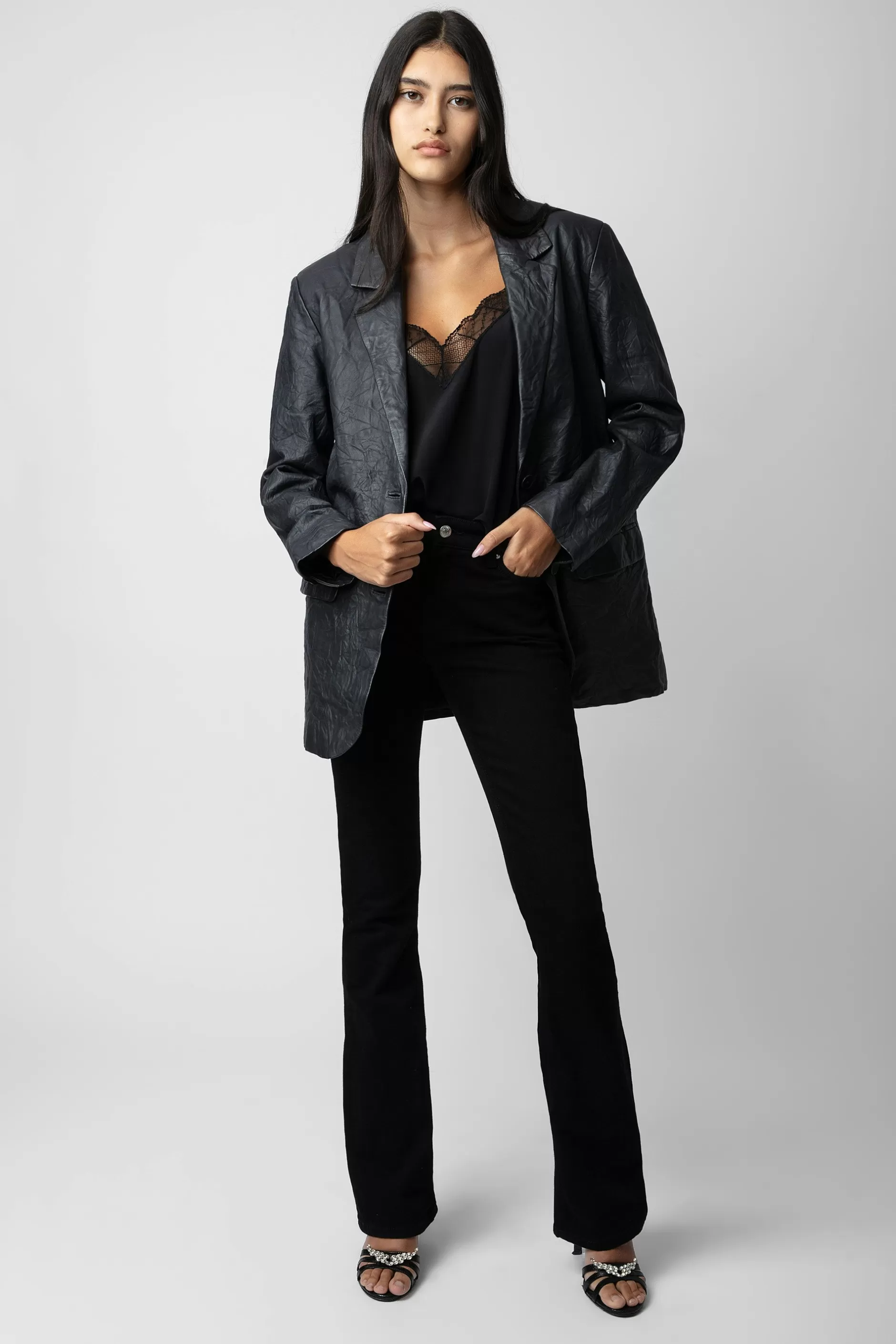 Zadig & Voltaire Blazer Venturi En Cuir Froisse^Femmes Vestes