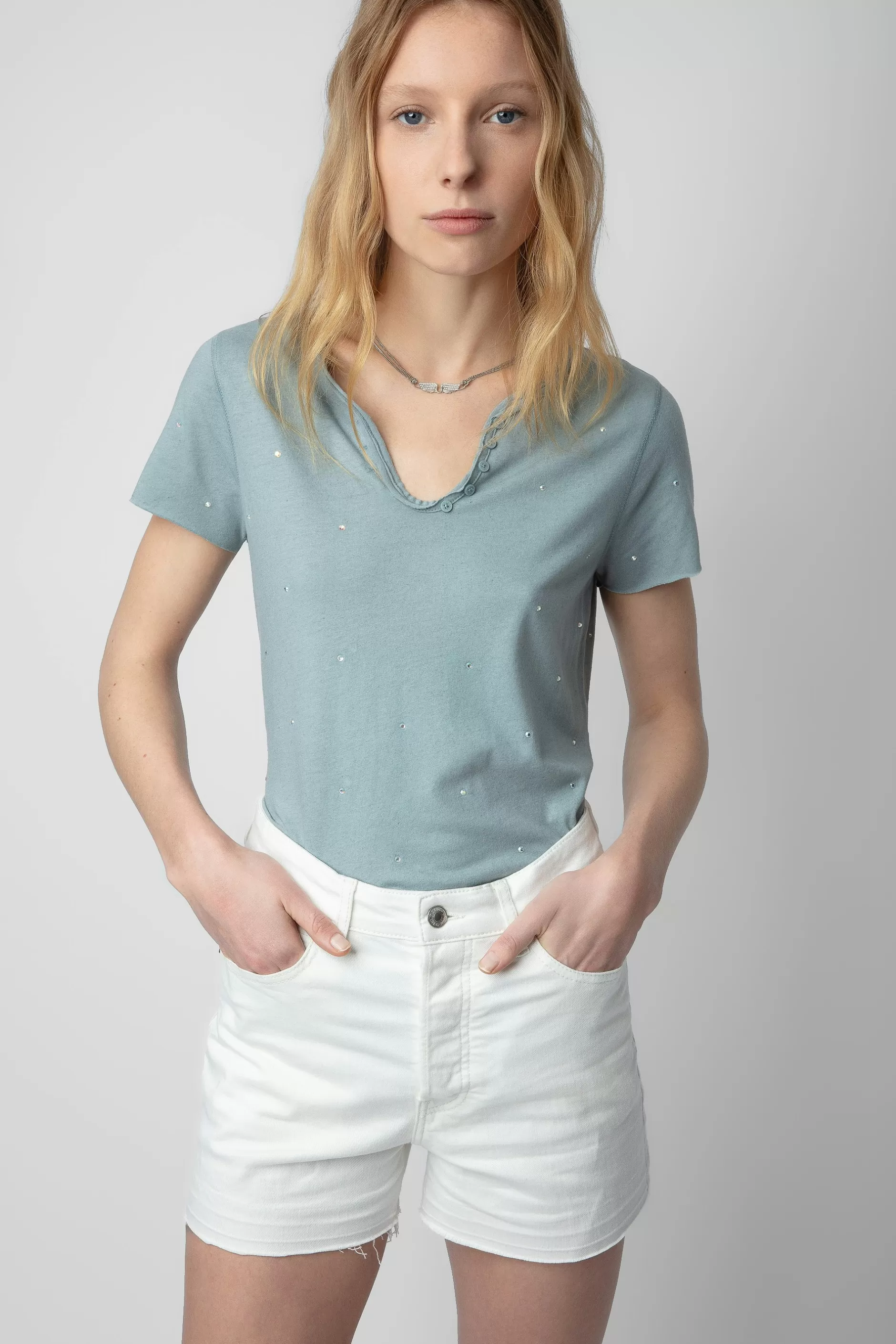 Zadig & Voltaire T-Shirt Henley A Strass^Femmes T-Shirts